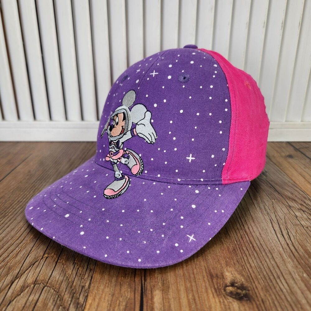VTG Disney Minnie Mouse TomorrowLand Cap Purple Pink Space Stars Kids Goofy Hat